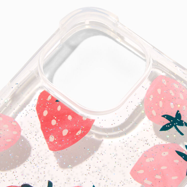 Strawberry Glitter Ring Holder Protective Phone Case - Fits iPhone® 13/14/15