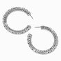 Silver-tone Crystal Studded 55mm Hoop Earrings,