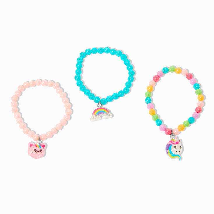 Claire&#39;s Club Charm Beaded Stretch Bracelets - 3 Pack,