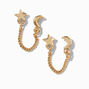 18K Gold Plated Star &amp; Moon Connector Chain Stud Earrings,