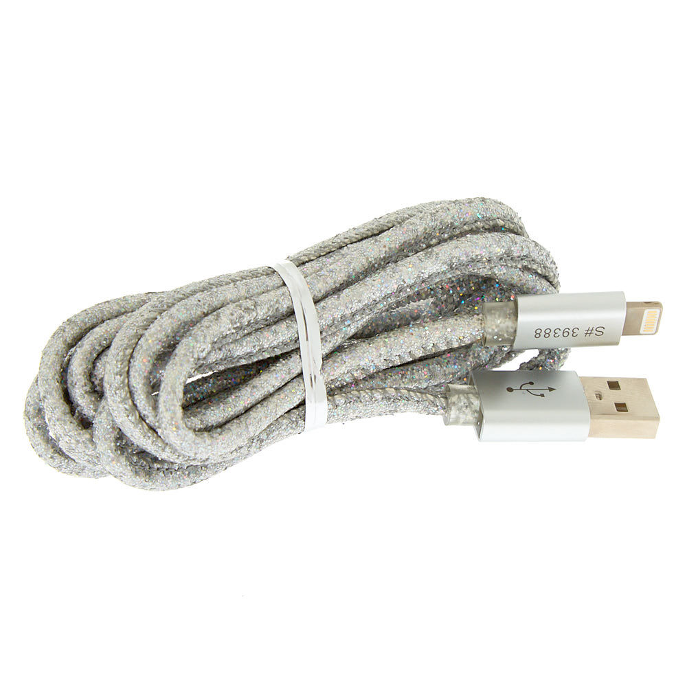 Câble USB éclair holographique couleur argenté,