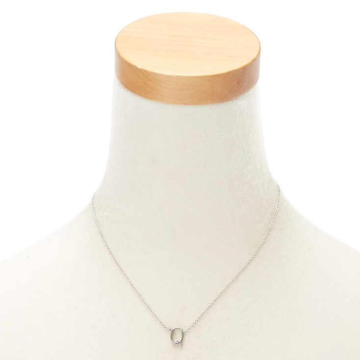 Silver Stone Initial Pendant Necklace - Q,