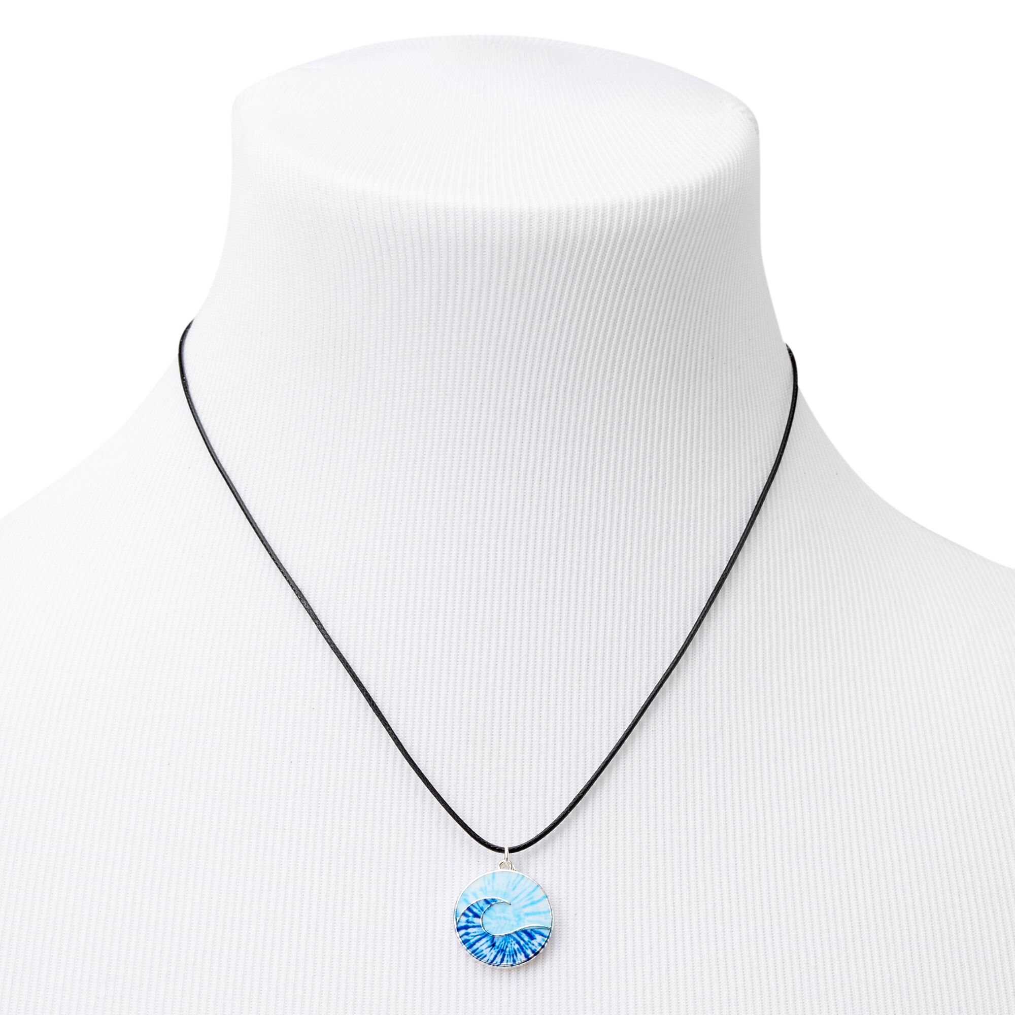 Collier en cordon avec pendentif vague tie-dye,