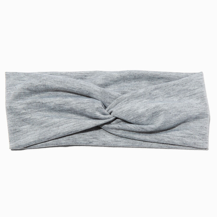 Marled Gray Wide Jersey Twisted Headwrap,