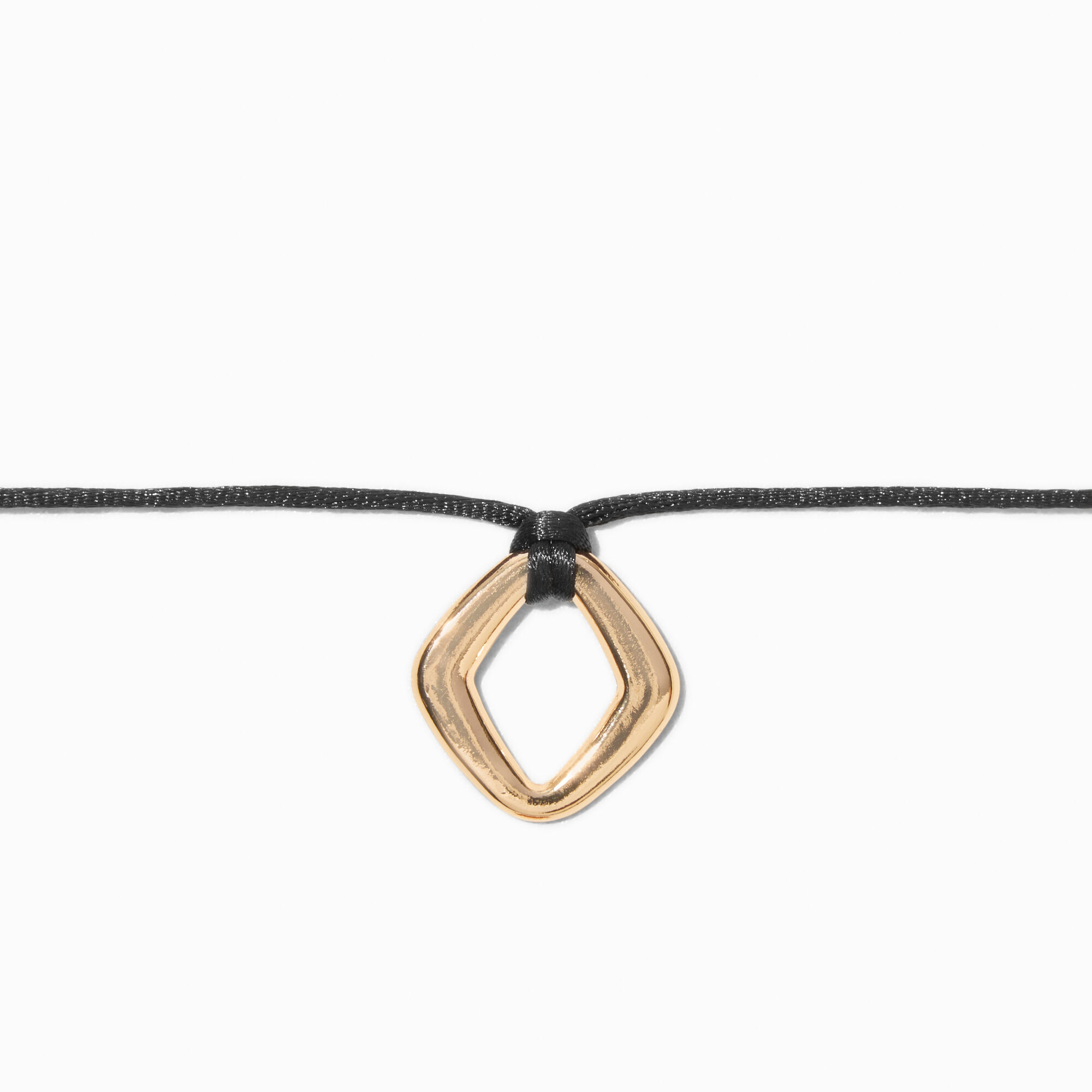 View Claires GoldTone Diamond Shape Cord Choker Necklace Black information