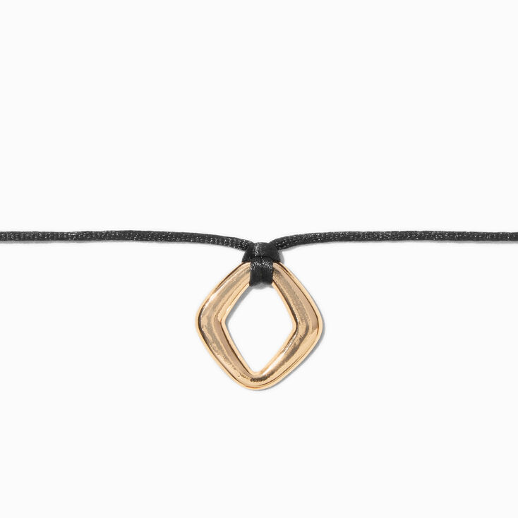 Gold-tone Diamond Shape Cord Choker Necklace,