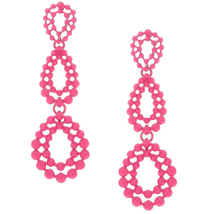 3 Filigree Teardrop Drop Earrings Hot Pink Claire S Us 3 Filigree Teardrop Drop Earrings Hot Pink