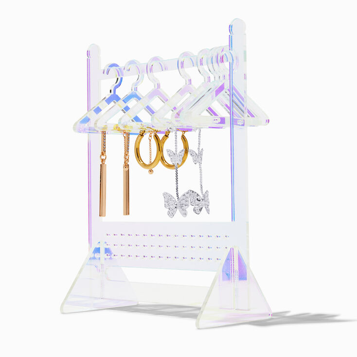 Porte-bijoux fa&ccedil;on mini porte-v&ecirc;tements iridescent arc-en-ciel,