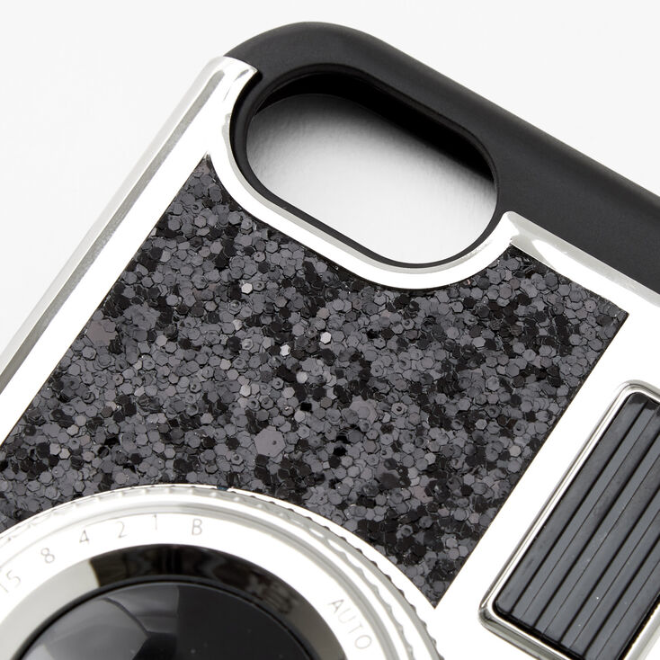 Coque pour portable appareil photo &agrave; paillettes noires - Compatible avec iPhone&reg;&nbsp;6/7/8/SE,