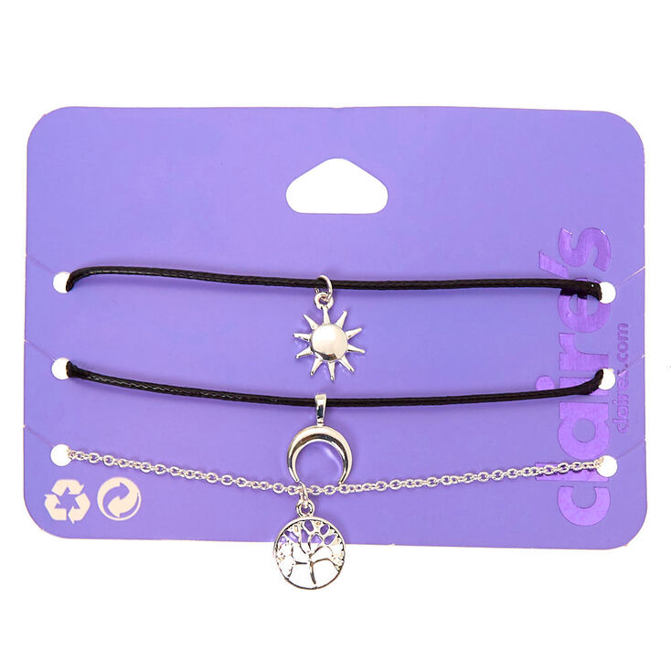 Claire's Bracelets chaîne symbolique couleur argenté - Noir, lot de 3