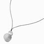 Silver-tone Textured Double Disc Long Cord Necklace,