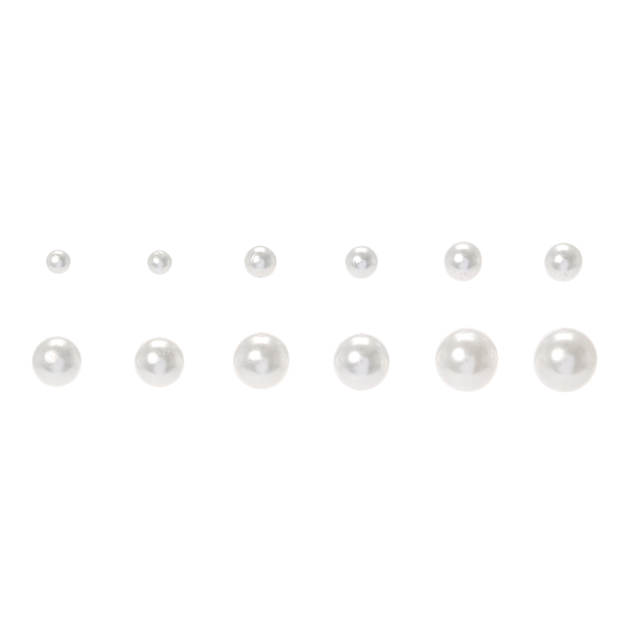 View Claires 6 Pack Pearl Stud Earrings White information