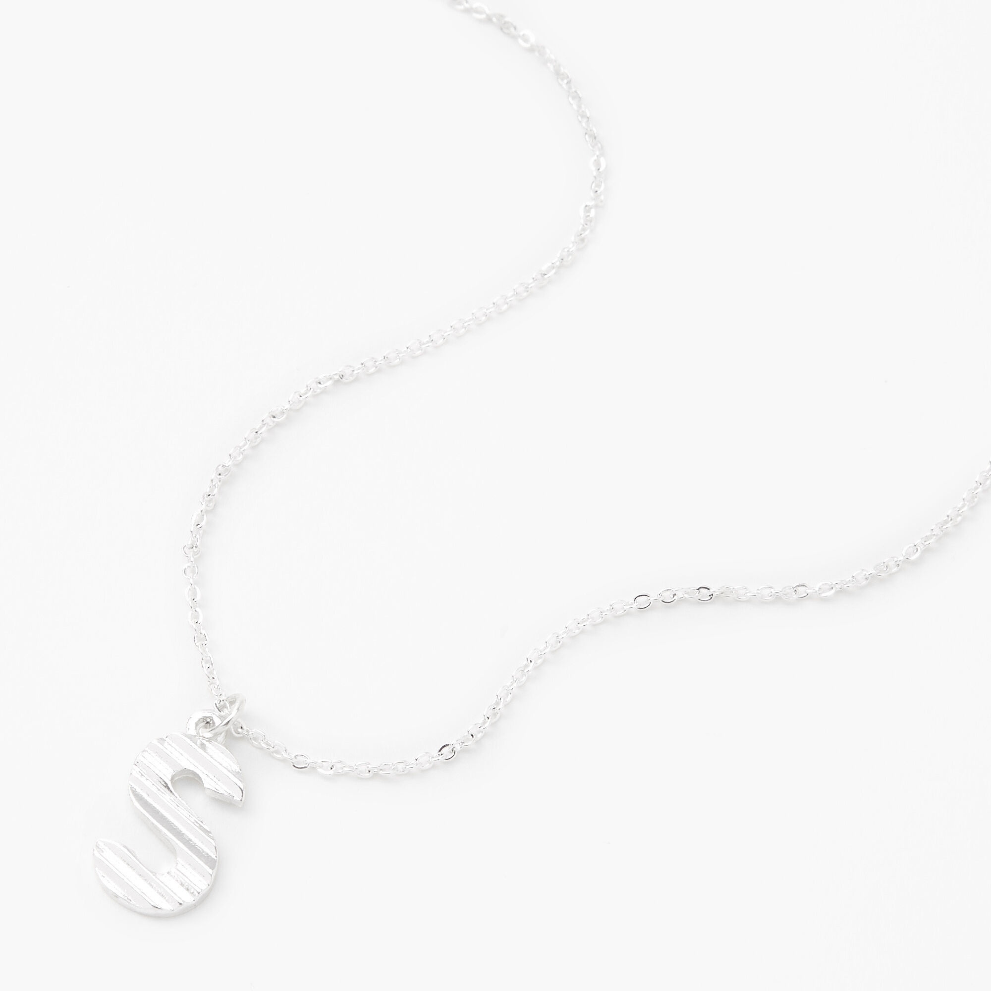 Silver Ridge Initial Pendant Necklace - S,
