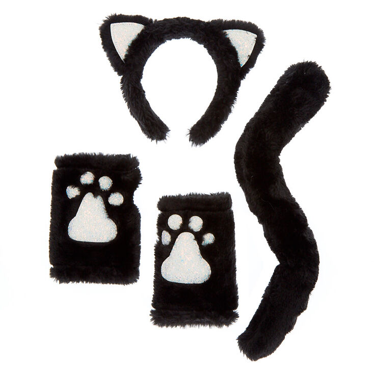 Furry Glow In The Dark Cat Costume Set Black 3 Pack Claire S