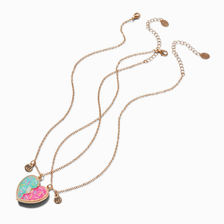 Birthday Card &amp; Best Friends Glitter Heart Pendant Necklace Set - 3 Pack,