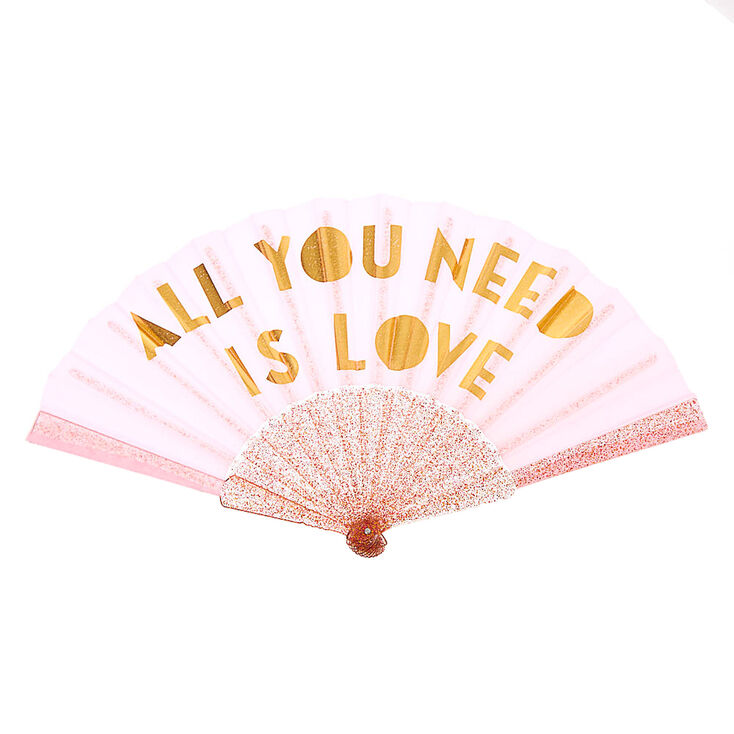 Pink All You Need Is Love Folding Fan,