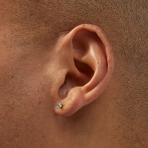 Gold-tone Cubic Zirconia 3mm Round Stud Earrings,