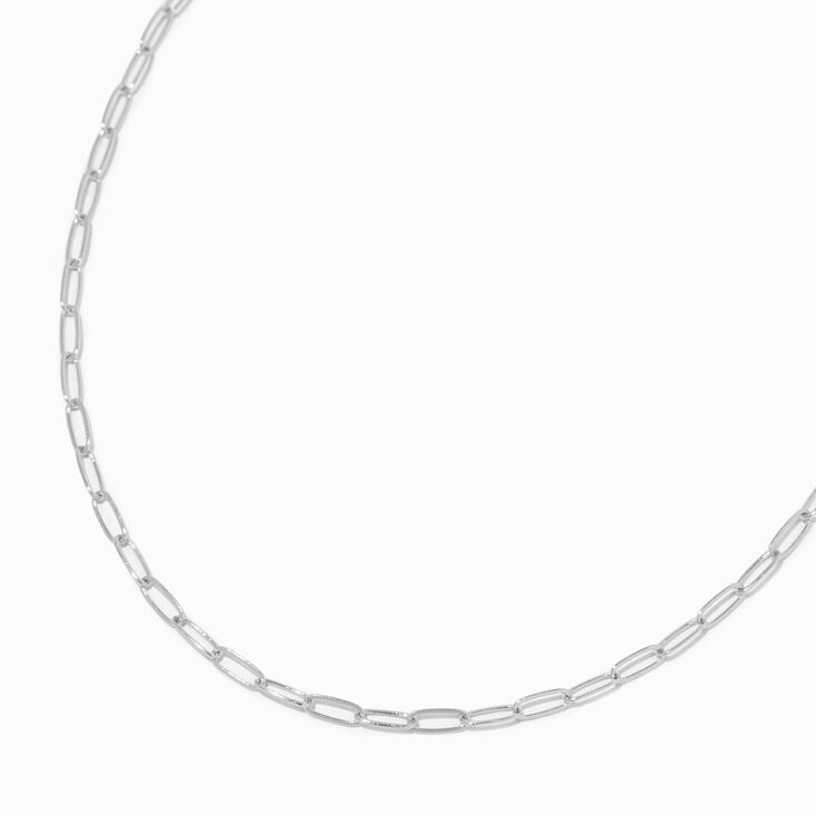 Silver Paper Clip Chain Necklace,