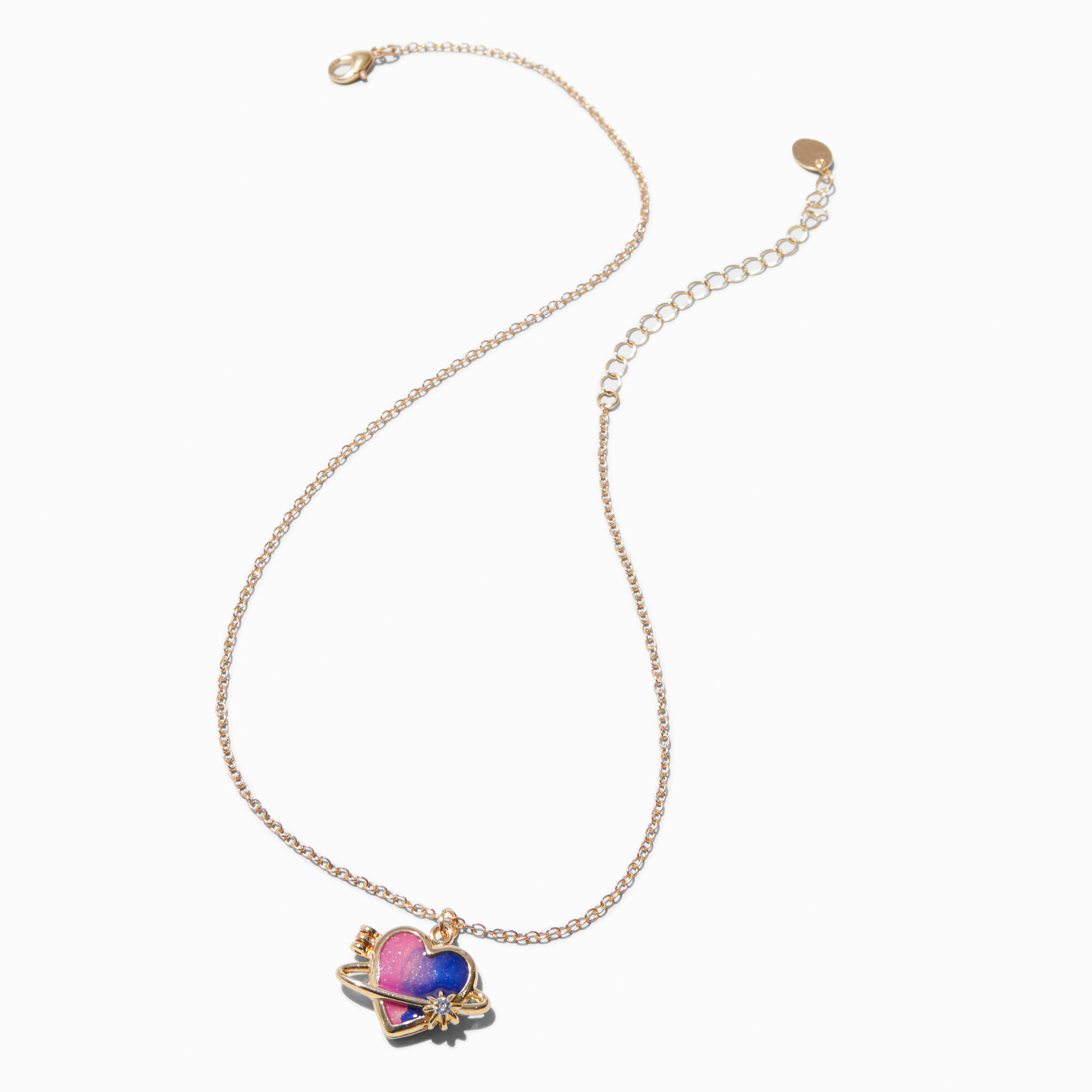 Collier à pendentif médaillon galaxie qui brille dans le noir couleur dorée,