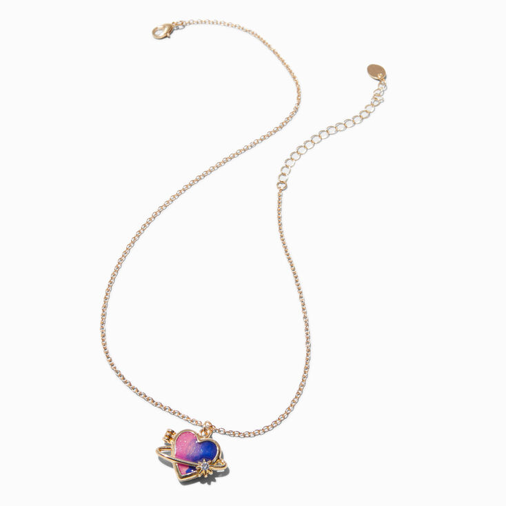 Gold-tone Glow In The Dark Galaxy Locket Pendant Necklace,