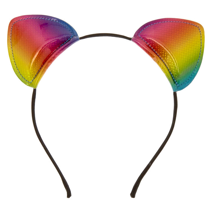 Serre-t&ecirc;te oreilles de chat arc-en-ciel,