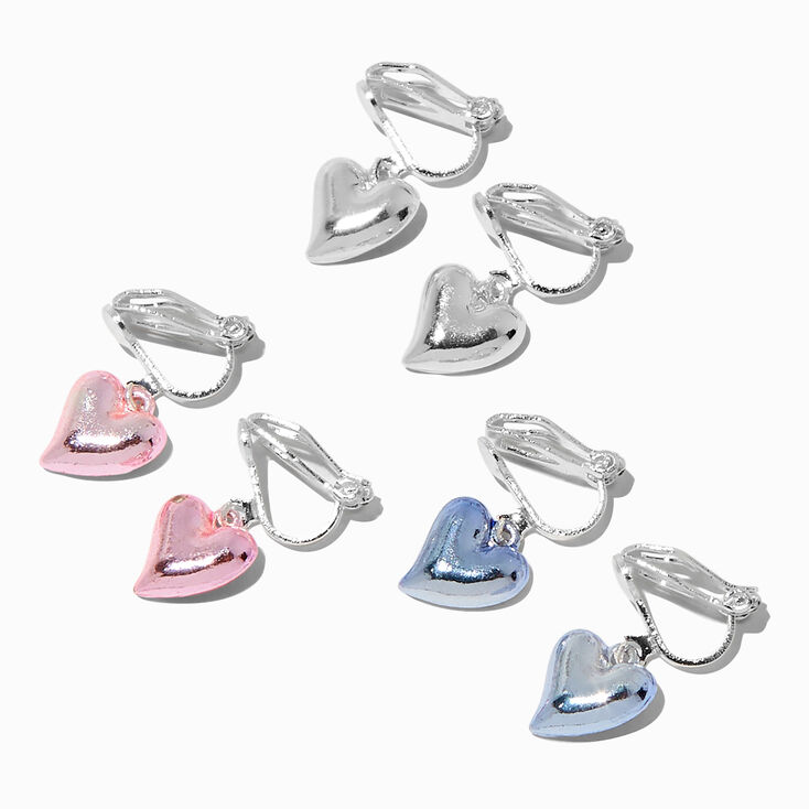 Pendantes &agrave; clip c&oelig;ur bomb&eacute; - Lot de 3,