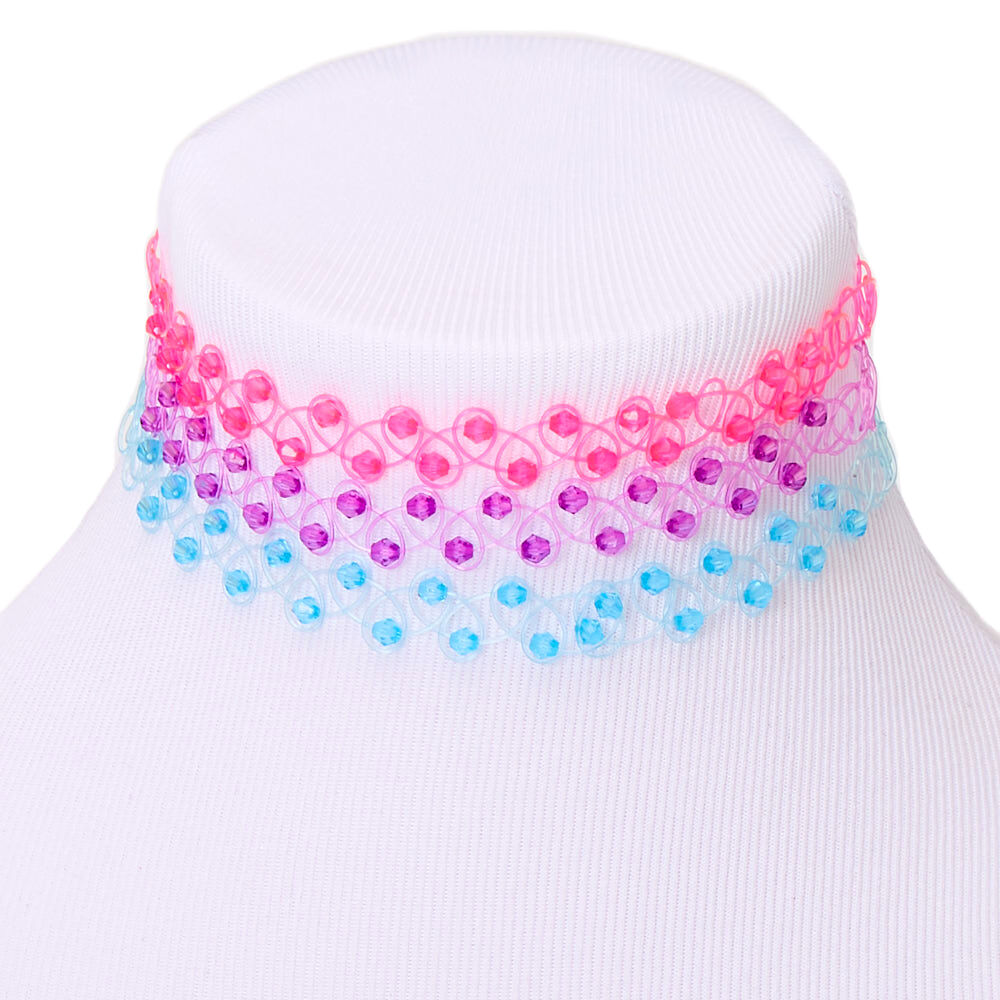 Bright Beaded Tattoo Choker Necklaces - 3 Pack,