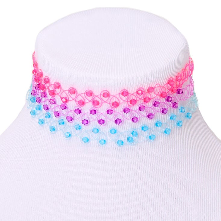 Claire's Ras-du-cou effet tatouage perlé couleurs vives - Lot de 3
