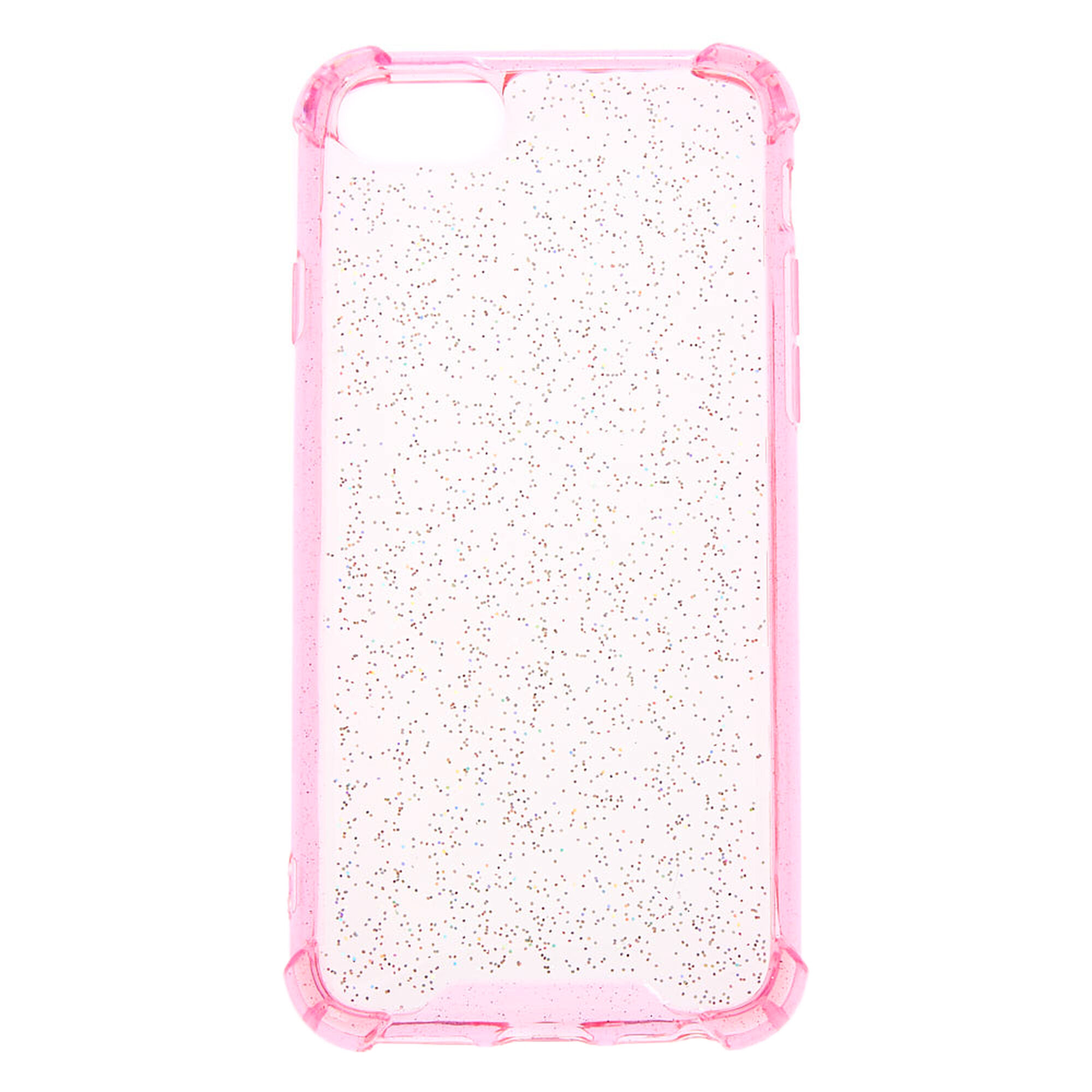 Clear Pink Glitter Protective Phone Case - Fits iPhone 6/7/8/SE