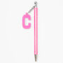 Initial Charm Glitter Pen - Pink, C,