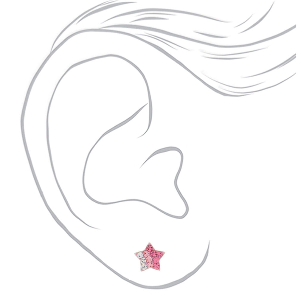 Sterling Silver Ombre Star Stud Earrings - Pink,