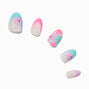Multi Daisy French Almond Vegan Faux Nail Set - 24 Pack,