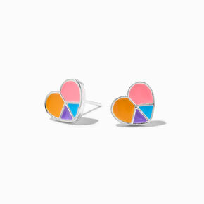 Rainbow Peace Heart Stud Earrings,