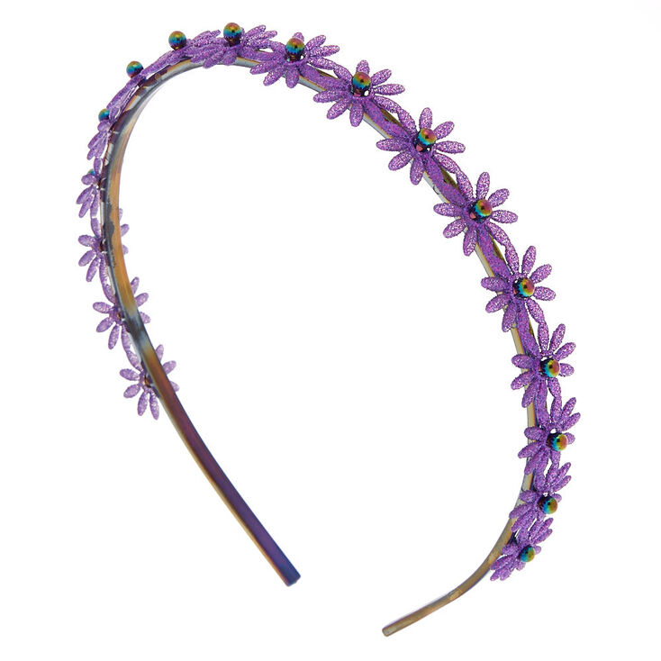 Glitter Daisy Headband - Purple,
