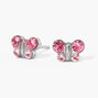 Stainless Steel Pink Crystal Butterfly Studs Ear Piercing Kit with Ear Care Solution,