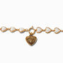 Gold-tone Pearl Heart Chain Bracelet ,