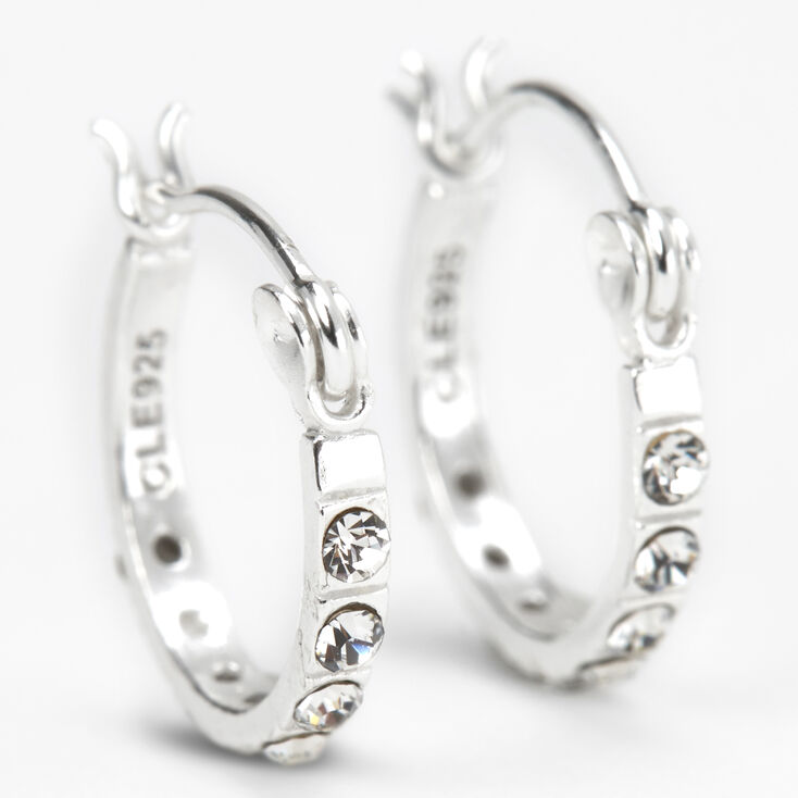 C LUXE by Claire&#39;s Sterling Silver 12mm Crystal Embellished Hoop Earrings,
