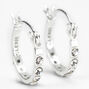 C LUXE by Claire&#39;s Sterling Silver 12mm Crystal Embellished Hoop Earrings,