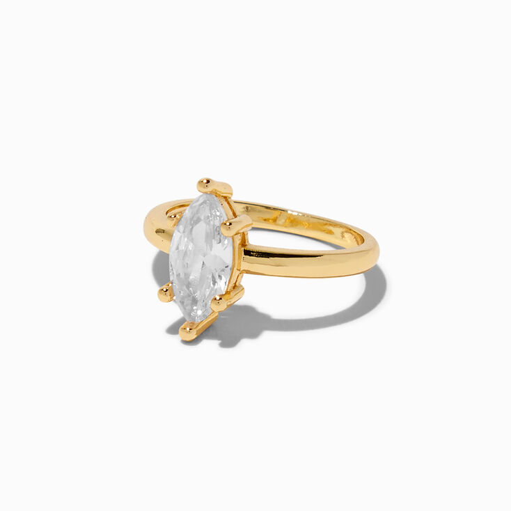 Gold-tone Cubic Zirconia Marquise Ring,