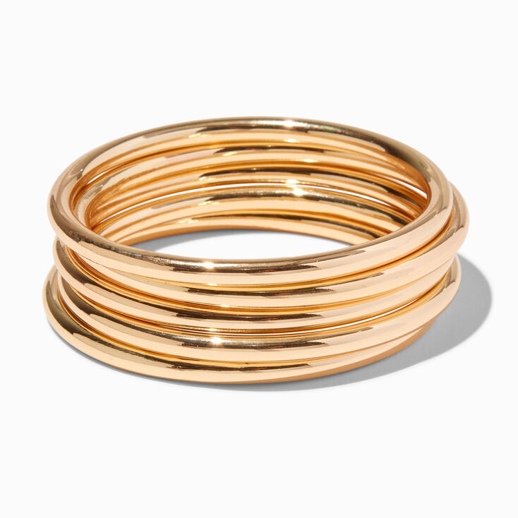 Gold-tone Thick Bangle Bracelets - 5 Pack