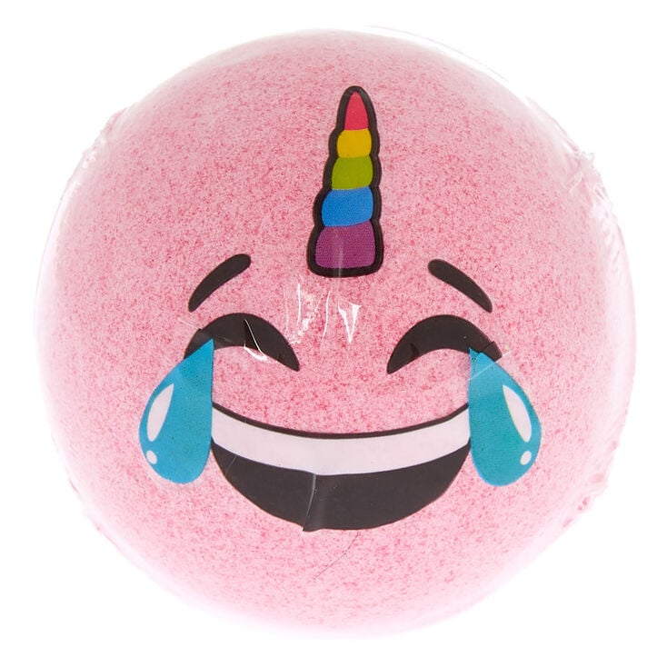 Bombe de bain rose &eacute;moji licorne qui pleure,