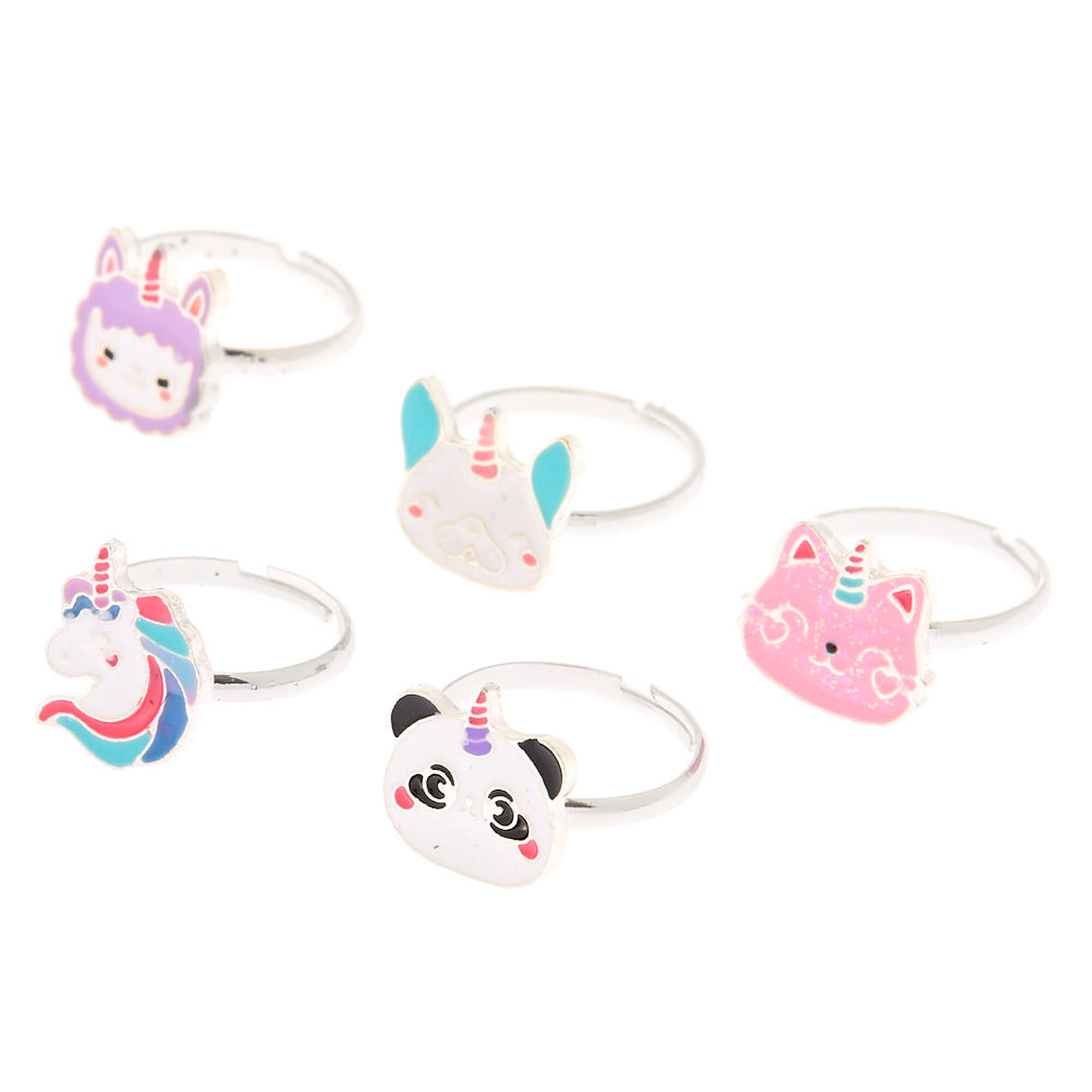 Claire S Club Unicorn Animal Rings 5 Pack Claire S Us