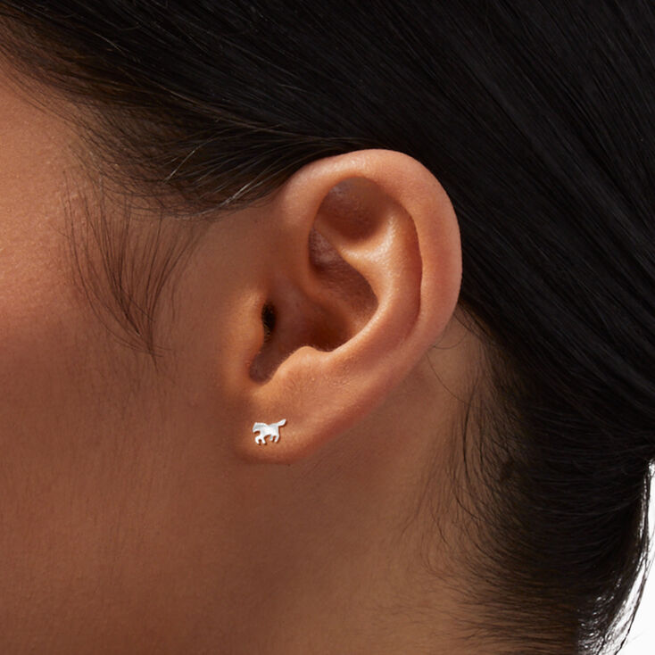 Sterling Silver One Horse Stud Earring,