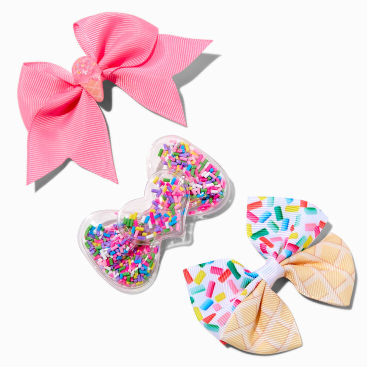 Claire&#39;s Club Ice Cream Hair Bow Clips - 3 Pack,