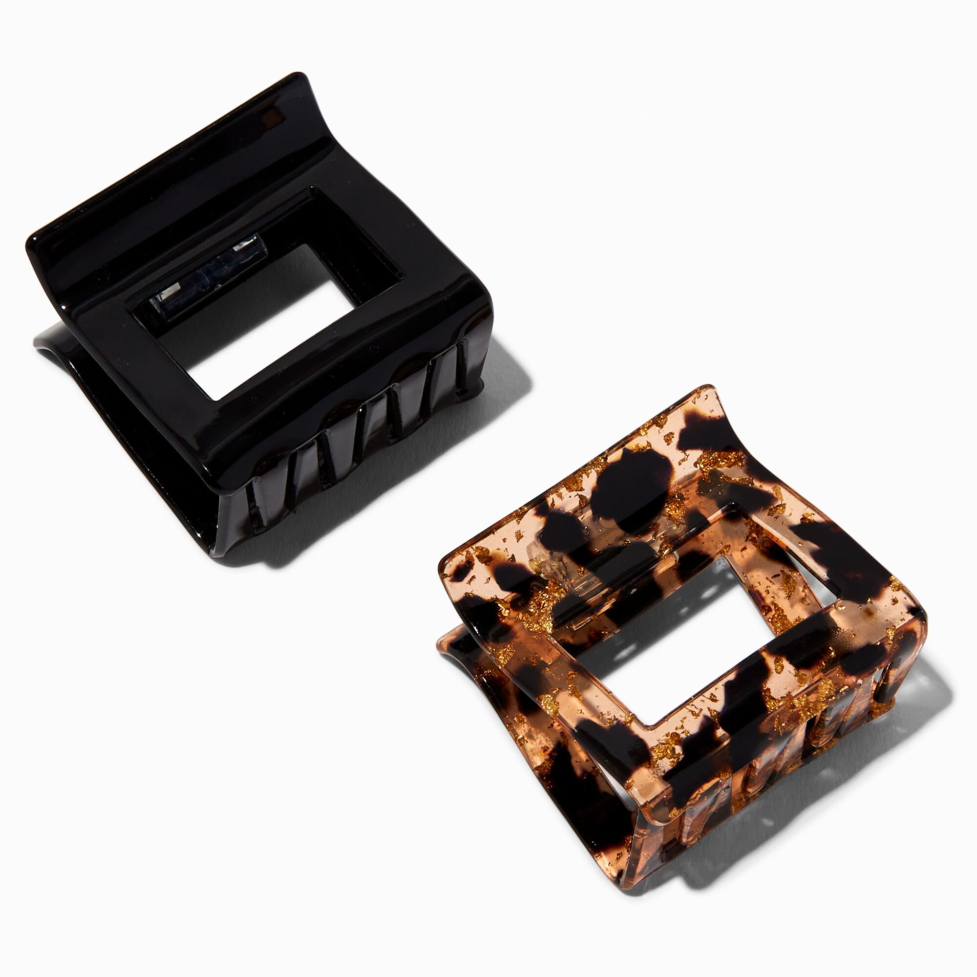 Pinces à cheveux carrées noir et écaille de tortue couleur dorée - Lot de 2,