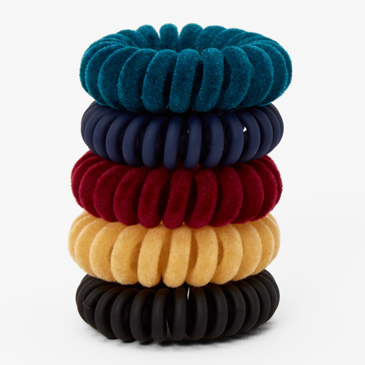 Mini Jewel Velvet Spiral Hair Bobbles - 5 Pack,