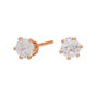 18kt Rose Gold Plated Cubic Zirconia 4MM Cupcake Stud Earrings,