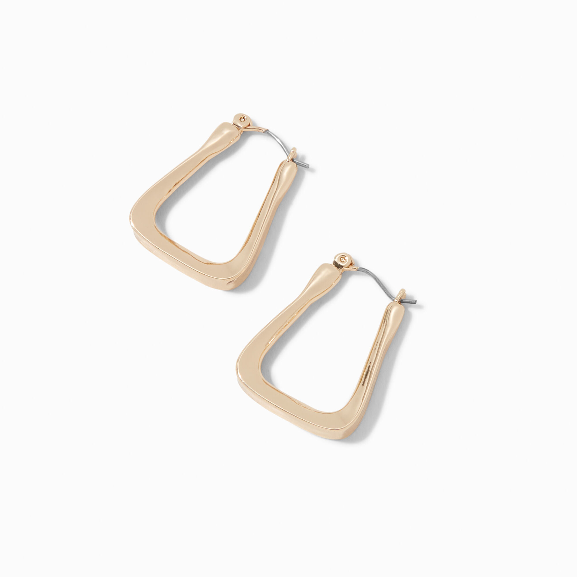 View Claires Tone Triangular Oval 30MM Hoop Earrings Gold information