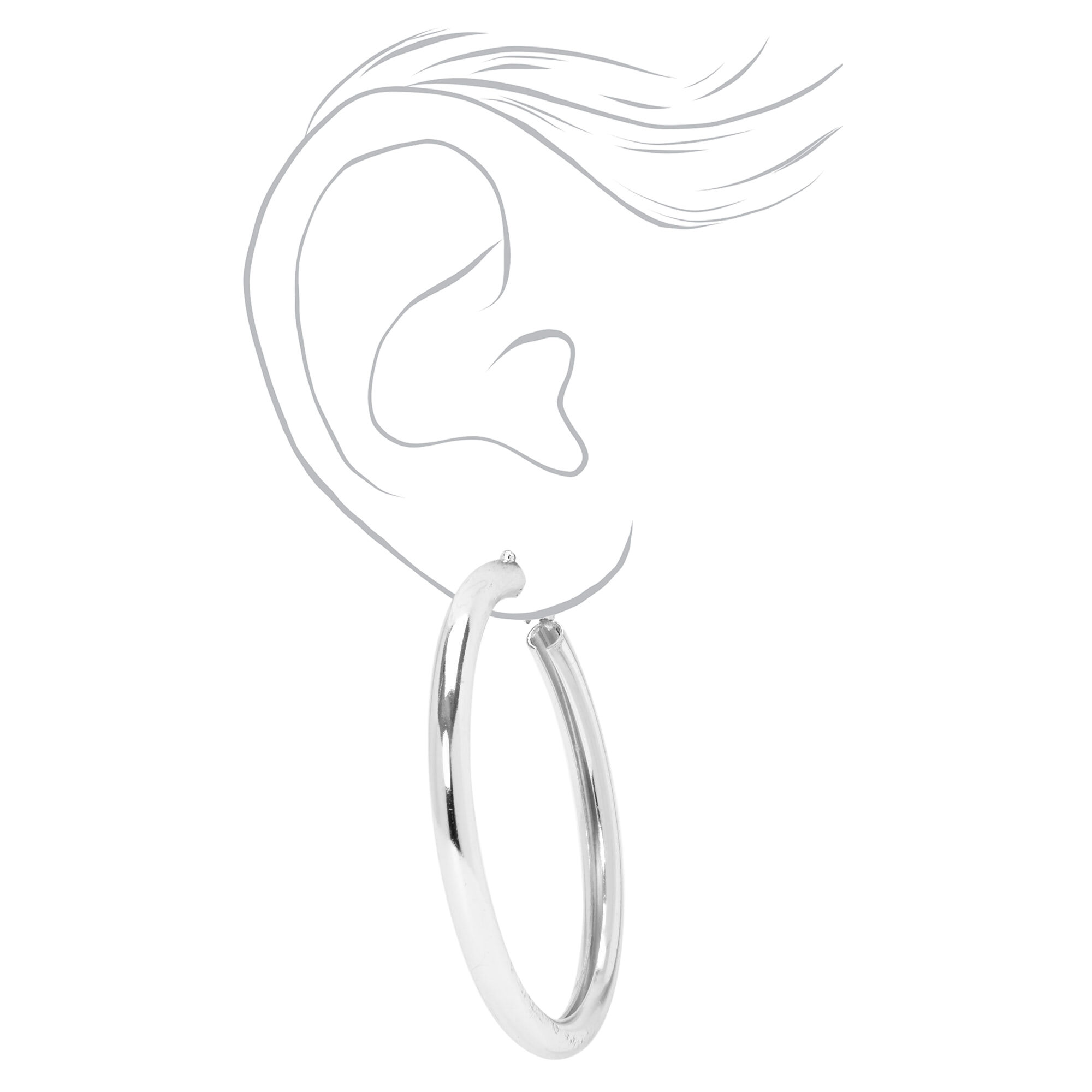 Silver-tone 60MM Tube Hoop Earrings,