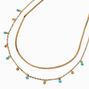 Turquoise &amp; Gold-tone Disc Multi-Strand Necklace ,
